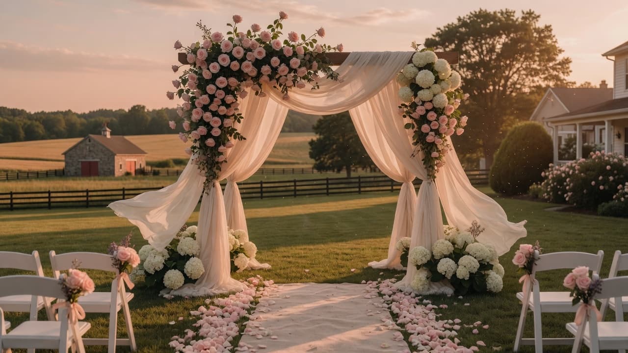 Hanging floral ceiling installation